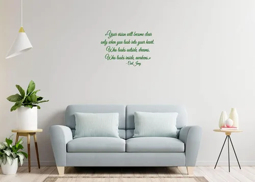 Miniatura 8 de Wall Decals Quote Carl Jung Home Interior Design Art Murals Bedroom Vinyl Stickers Living Room Decor KT146 (22 in x 32 in, lime green)