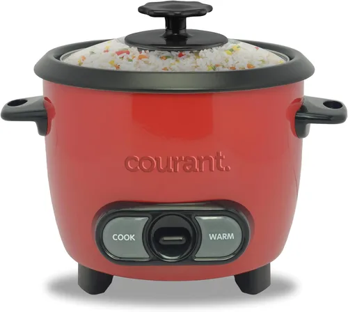 Miniatura 8 de Courant Olla arrocera de 8 tazas (cocida), recipiente antiadherente extraíble, olla arrocera de un solo toque, color negro