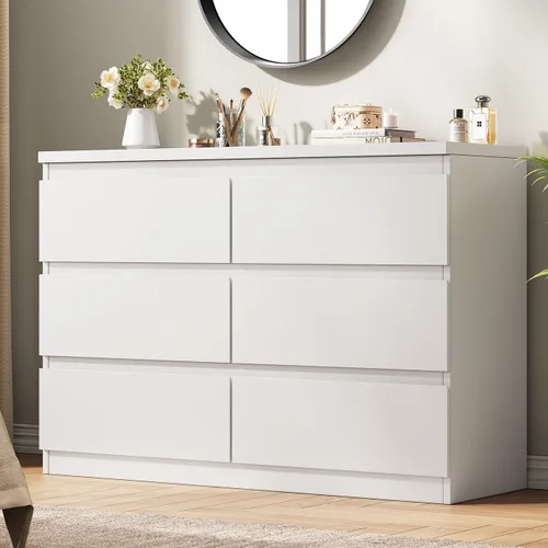 Miniatura 8 de Jocoevol Cómoda Moderna Negra de 6 Cajones - Cómoda Simple para Dormitorio, Closet, Sala de Estar, Pasillo, Entrada, Cómoda Doble de Almacenamiento