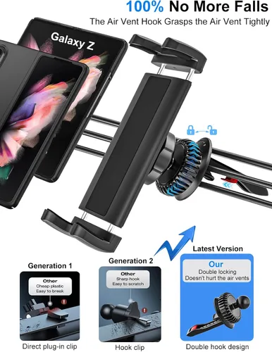 Miniatura 2 de Soporte para tableta para ventilación de automóvil, instalación sin pérdidas, soporte para tableta para iPad 10.2, 10.9, iPad mini Pro Air Z Fold 5