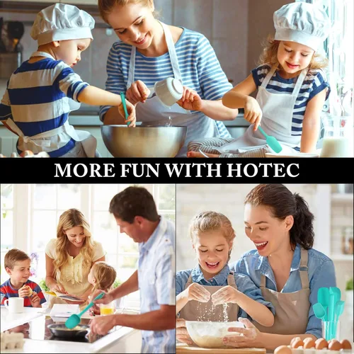 Miniatura 7 de HOTEC Juego de 5 espátulas de goma de silicona resistentes al calor de 600 ℉, sin BPA, para cocina, hornear, mezclar para utensilios de cocina