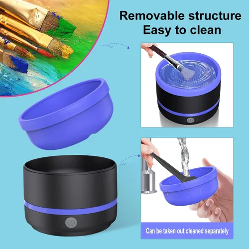 Miniatura 4 de YAGHVEO® Limpiador de pinceles de pintura eléctrica, taza de enjuague, limpiador de pinceles de pintura, enjuague de pinceles para pintar, máquina