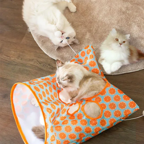 Miniatura 7 de AIIONP Bolsa de túnel para gatos, tubos interactivos para gatos para mascotas, sonido de arena, bola de felpa, ideal para razas medianas y pequeñas
