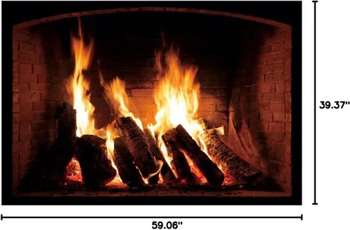 Miniatura 4 de Haoyiyi Telón de fondo de fotografía de leña ardiente de 5 x 3 pies, chimenea, bosque llameante, fuego ardiente, invierno, fiesta de Navidad, fondo