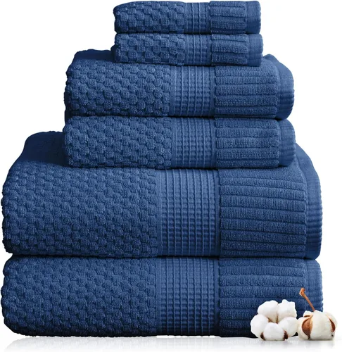 Miniatura 18 de NY Loft Juego de 4 toallas de baño 100% algodón, supersuaves y absorbentes, de secado rápido, 30 x 52 pulgadas, algodón texturizado y duradero