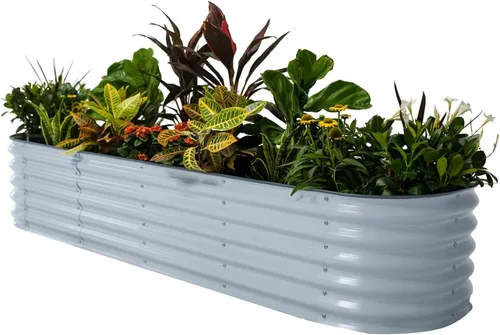 Miniatura 13 de Vego garden Kit de cama de jardín elevada, 17 pulgadas de alto, 9 en 1, 8 x 2 pies, maceta elevada de metal para verduras, flores, jardinera