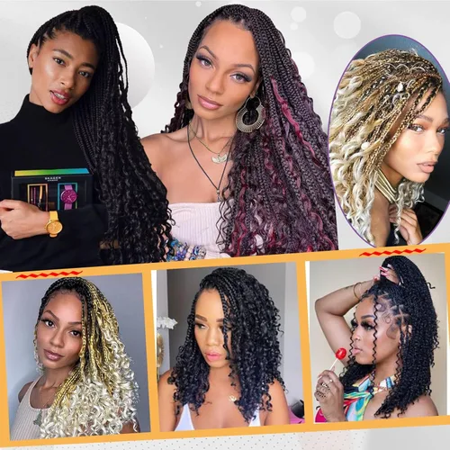 Miniatura 5 de Beverlee Goddess Box - Trenzas de ganchillo de 8 pulgadas, 8 paquetes de trenzas de ganchillo bohemias, extremos rizados, pelo sintético rizado