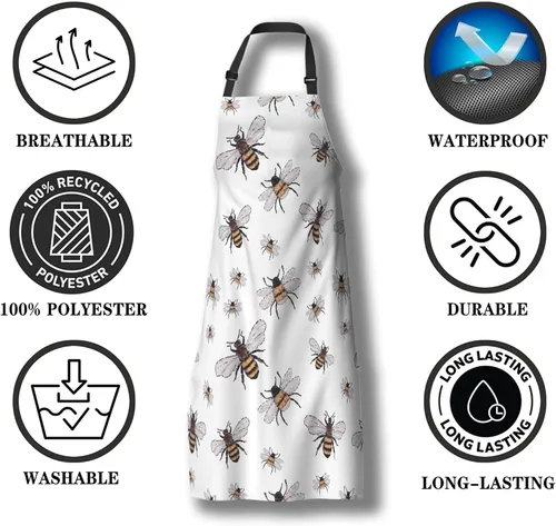 Miniatura 7 de Delantales divertidos para adultos y hombres, diseño de abeja grande, pequeño, divertido para insectos, para cocina, restaurante, barbacoa, pintura