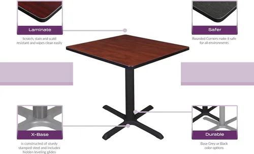 Miniatura 5 de Regency Kee - Mesa cuadrada pequeña para sala de descanso de 30 pulgadas, parte superior de cerezo, patas negras