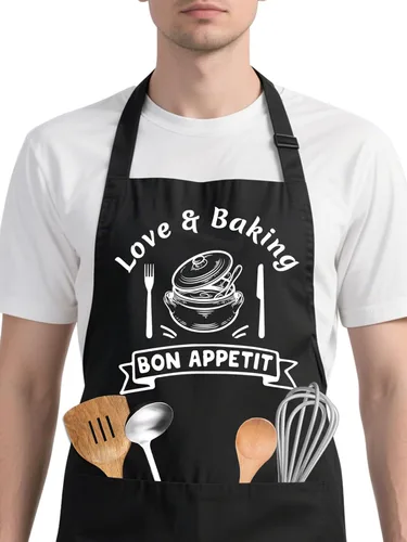 Miniatura 9 de Delantales personalizados con bolsillos, delantales de cocina para mujeres y hombres con logotipo de chef, regalos para papá, mamá, marido y amigo
