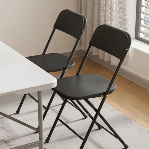 Miniatura 10 de Paquete de 10 sillas plegables, sillas de comedor plegables negras para bodas, fiestas, eventos, exteriores e interiores, sillas plegables