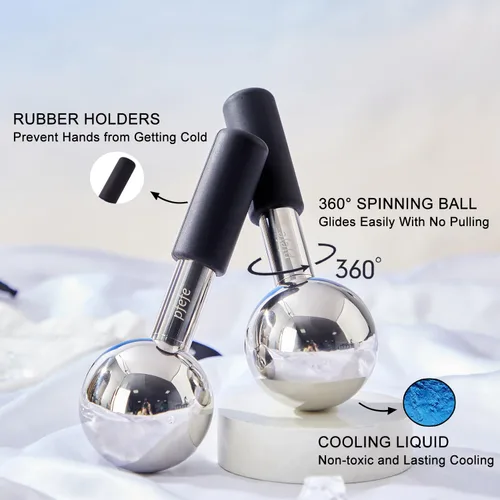 Miniatura 2 de Pfefe Globos de hielo giratorios de 360 grados para cara y ojos, varillas de acero inoxidable irrompibles para rutinas de belleza, tratamientos Negro