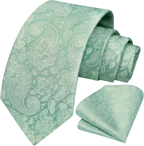 Miniatura 107 de HISDERN Corbatas para hombre, corbata de cachemira y bolsillo cuadrado tejido clásico floral para hombre, corbata de fiesta de boda