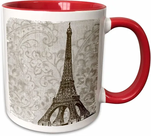 Miniatura 10 de 3dRose Vintage Eiffel Tower - France 15oz Two-Tone Black Mug