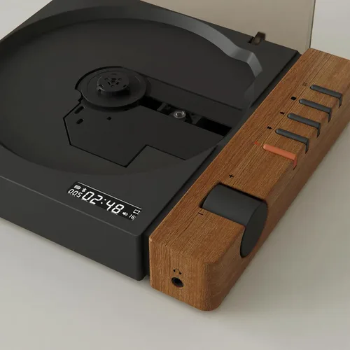 Miniatura 8 de syitren R300 - Reproductor de CD portátil Bluetooth de escritorio retro para el hogar, sin altavoces, batería recargable, pequeño reproductor de CD