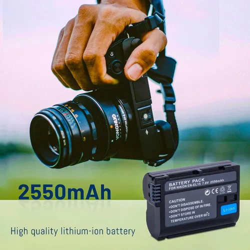 Miniatura 5 de Paquete de 3 baterías EN-EL15/EL15A/EL15B/EL15C con cargador LCD inteligente de triple ranura para Nikon Z6 Z7 D500 D600 D610 D750 D780 D800E D810