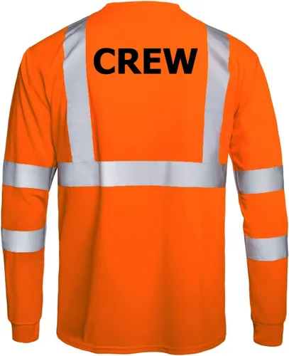 JORESTECH Camiseta de seguridad reflectante de alta visibilidad impresa manga larga naranja ANSI clase 3 nivel 2 tipo R TS-08