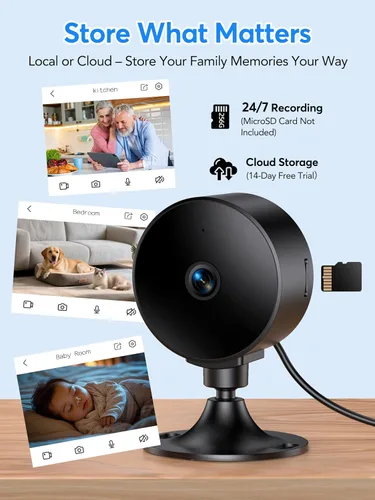 Miniatura 8 de Cámara de seguridad interior Elelink 2K 3MP, detección de movimiento y sonido, alertas en tiempo real, audio bidireccional, funciona con Alexa