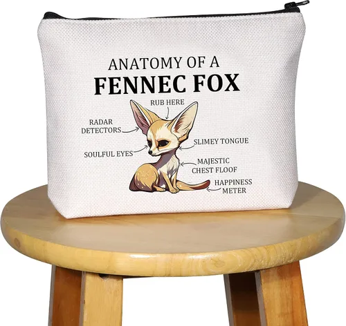 Miniatura 7 de G2TUP Fennec Fox Gift Anatomy Of A Fennec Fox Bolsa de maquillaje Fennec Fox Lover Bolsa de cosméticos Fennec Fox Theme Gift Zipper Bolsa de viaje