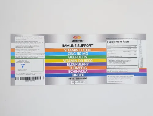 Miniatura 9 de Apoyo inmunológico 8 en 1 con quercetina, zinc 50mg, vitamina C 1000mg, vitamina D3 5000 UI y saúco, equinácea, jengibre para adultos y niños