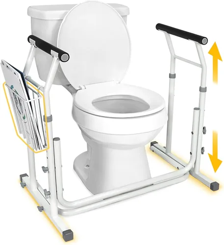 Elegible para FSA/HSA, Vaunn Medical Barra de Agarre para Inodoro de Altura Ajustable Patentada para Baño y Mango de Marco de Seguridad para Inodoro