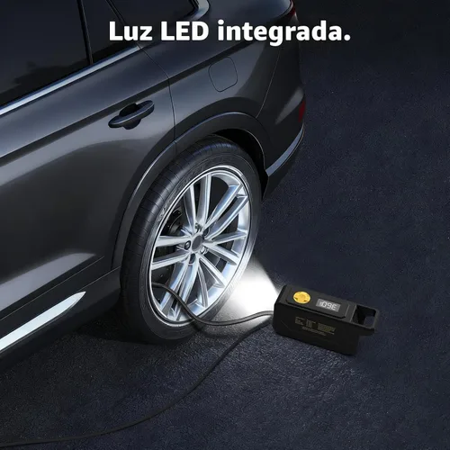 Miniatura 6 de Compresor de aire portátil, inflador de neumáticos de 150 PSI, bomba de aire de 12 V CC con apagado automático, manómetro digital y luz LED de Negro