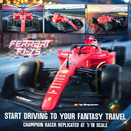 Miniatura 6 de BEZGAR Auto a control remoto Ferrari F1 75 1:18 - Coche de carreras RC de 2.4GHz con librea auténtica, pegatinas adhesivas DIY - F1 con licencia