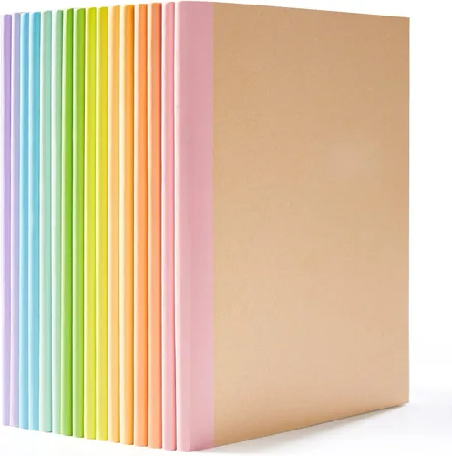 Miniatura 9 de feela Paquete de 16 cuadernos de composición al por mayor, cubierta de papel kraft, páginas rayadas con renglones universitarios, diarios de 8