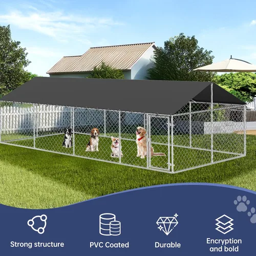 Miniatura 2 de Petony 236" x 118" Recinto para Perros al Aire Libre Perrera Resistente para Perros Casa Perrera de Malla Jaula Grande para Perros Perrera