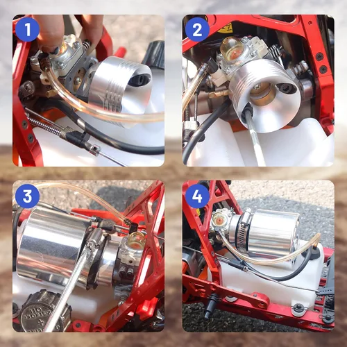 Miniatura 7 de FLMLF Juego de filtros de aire con cubierta ALU.Silver para 1/5 RC Hpi Baja Rovan King Motor 5B 5T 5SC TOP Speed RC World plateado