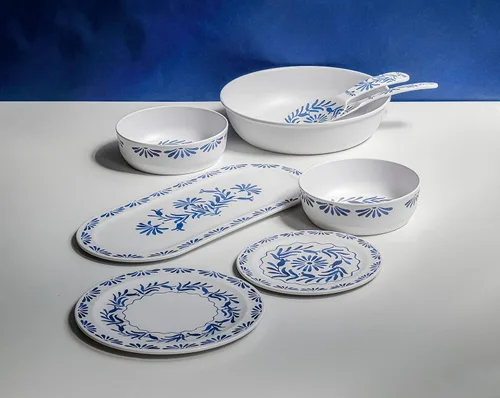 Miniatura 5 de Azul - Juego de 6 cuencos de melamina duraderos de 7.4 pulgadas, para interiores/exteriores, inastillables y aptos para lavavajillas, para ensalada