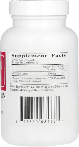 Miniatura 2 de Ecological Formulas Monolaurina 600 mg, blanco cremoso, cápsula, 90 unidades (MONOL-600-90)
