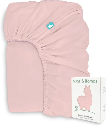 Miniatura 8 de Hugs & Llamas Sábana bajera ajustable de muselina de algodón 100% orgánico Sábanas de cuna premium para niños y niñas Sábanas orgánicas