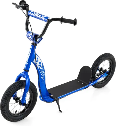 GYMAX Patinete, Patinete de Empuje para Adultos, Adolescentes, Niños con Manubrio Ajustable, Ruedas Inflables de 12 Pulgadas, Freno de Pinza