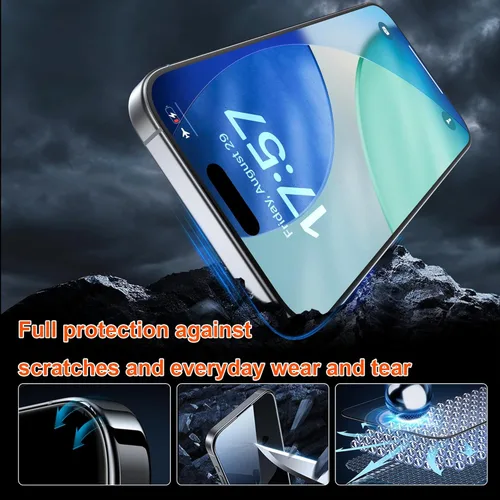 Miniatura 4 de OneFish - Protector de pantalla de privacidad compatible con iPhone 17 Pro Max, 2 unidades, 4 vías, 360° antiespía, vidrio templado, dureza 9H