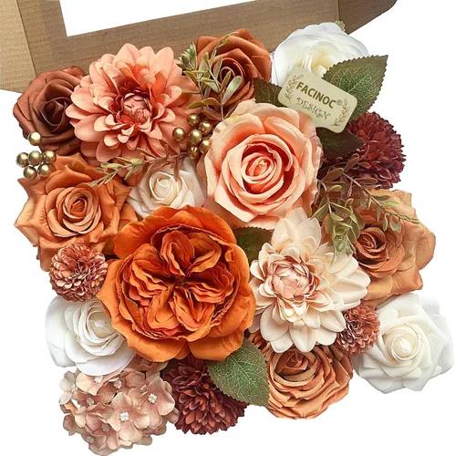 Miniatura 34 de FACINOC Rosas Flores Artificiales Ramo Combo Caja Set para Bricolaje Centros de Mesa de Boda para Mesa Nupcial Baby Shower Fiesta Decoraciones