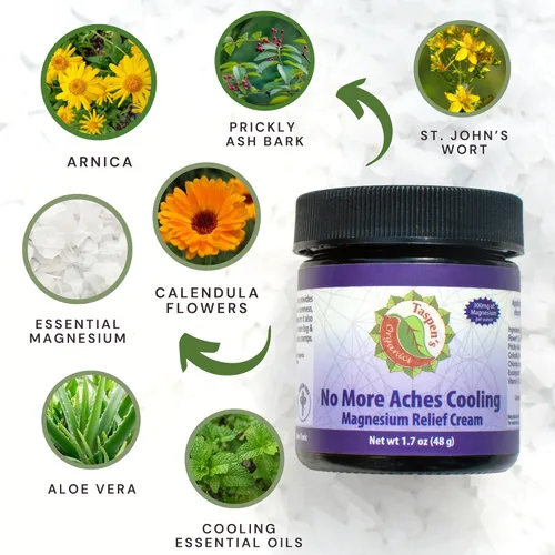 Miniatura 9 de Taspen's Organics Magnesium No More Aches Cooling Cream – Crema tópica de magnesio para alivio muscular, dolores musculares y recuperación después