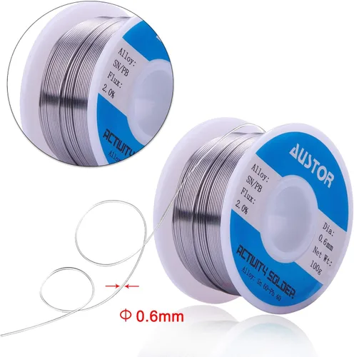 Miniatura 3 de AUSTOR Alambre de soldadura de núcleo de colofonia de plomo de estaño 60-40 para soldadura eléctrica (0.024 in, 3.53 oz)