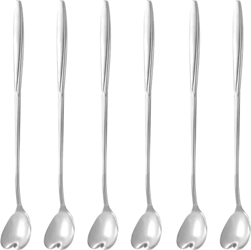 Miniatura 10 de NMQLX Juego de cucharas de postre, 6-16 cucharas de acero inoxidable con forma de flor de 7 pulgadas, cuchara de frutas para helado para el hogar