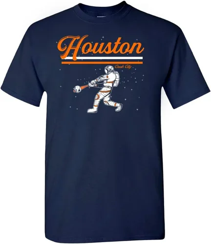 Crush City Houston Space City Astronaut - Camiseta de hombre para fanáticos del béisbol Houston Space - Camisa azul marino