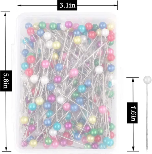 Miniatura 2 de 600 alfileres rectos de 1.6 pulgadas con cabeza de bola perlada, alfileres de costura para tela, manualidades