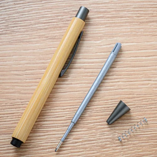 Miniatura 5 de Gullor Bolígrafo retráctil de bambú natural, bolígrafos sostenibles para escribir diario, suministros de oficina, bolígrafos ecológicos, 5