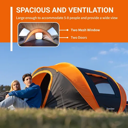 Miniatura 5 de EchoSmile Tienda de campaña desplegable para 2/4/6 personas, fácil instalación, cúpula resistente al agua, portátil con bolsa de transporte Negro