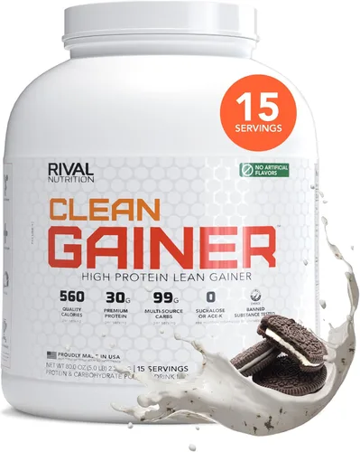 Miniatura 15 de RIVAL NUTRITION Clean Gainer Proteína en Polvo – 2.27KG Caramelo Salado – Alta Proteína para Masa Magra y Ganancia de Peso 550 Calorías, 30g