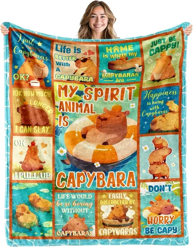 Capybara - Regalos para mujer, lindas mantas para niña, manta de franela suave de 50 x 60 pulgadas, decoración de Navidad, regalo de cumpleaños para