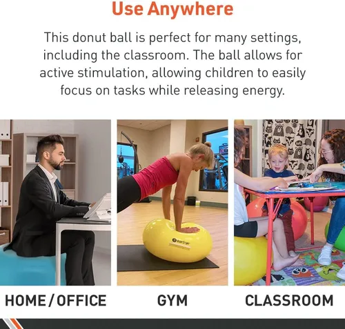 Miniatura 5 de Body Sport Donut Ball – Pelota de ejercicio inflable duradera para entrenamiento de equilibrio y estabilidad, yoga y sesiones de pilates – Uso