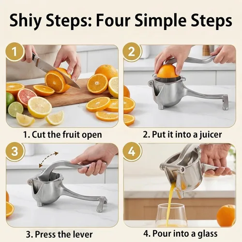Miniatura 6 de Exprimidor manual de hierro fundido resistente, exprimidor de jugo de frutas de acero inoxidable para limón y naranja, exprimidor de prensa