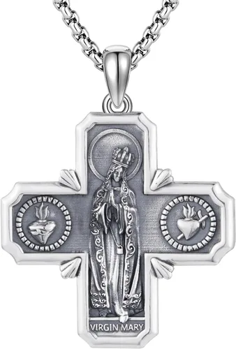 Miniatura 148 de Collar de plata de ley 925 con medalla de San Patrón, colgante de protección católica, amuleto, joyería religiosa para hombres y mujeres