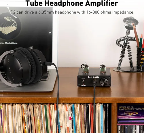 Miniatura 4 de Fosi Audio Amplificador de auriculares P2 Tubo de vacío Amplificador de auriculares Mini Hi-Fi Audio estéreo con protección de salida de ruido