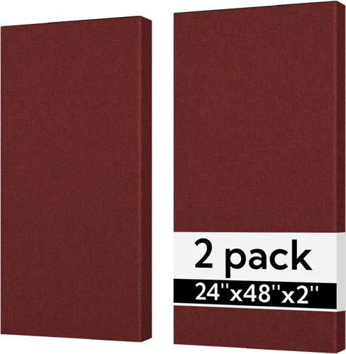 Miniatura 10 de Olanglab Paneles Acústicos Absorbentes de Sonido para Pared, Paquete de 2, Paneles de Amortiguación de Sonido de Fibra de Vidrio de 2'' 24''x48